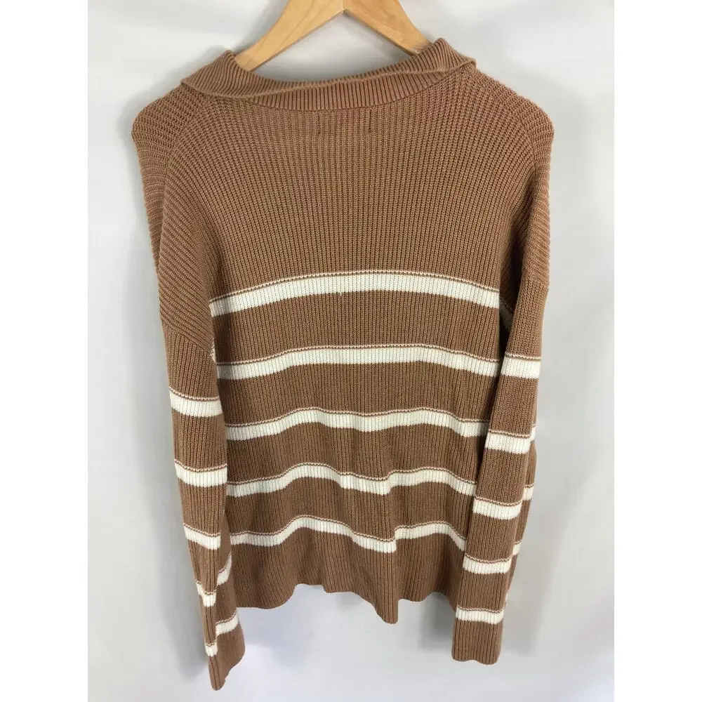 Laundry by Shelli Segal Stripe V Neck Knit Sweater Size Medium